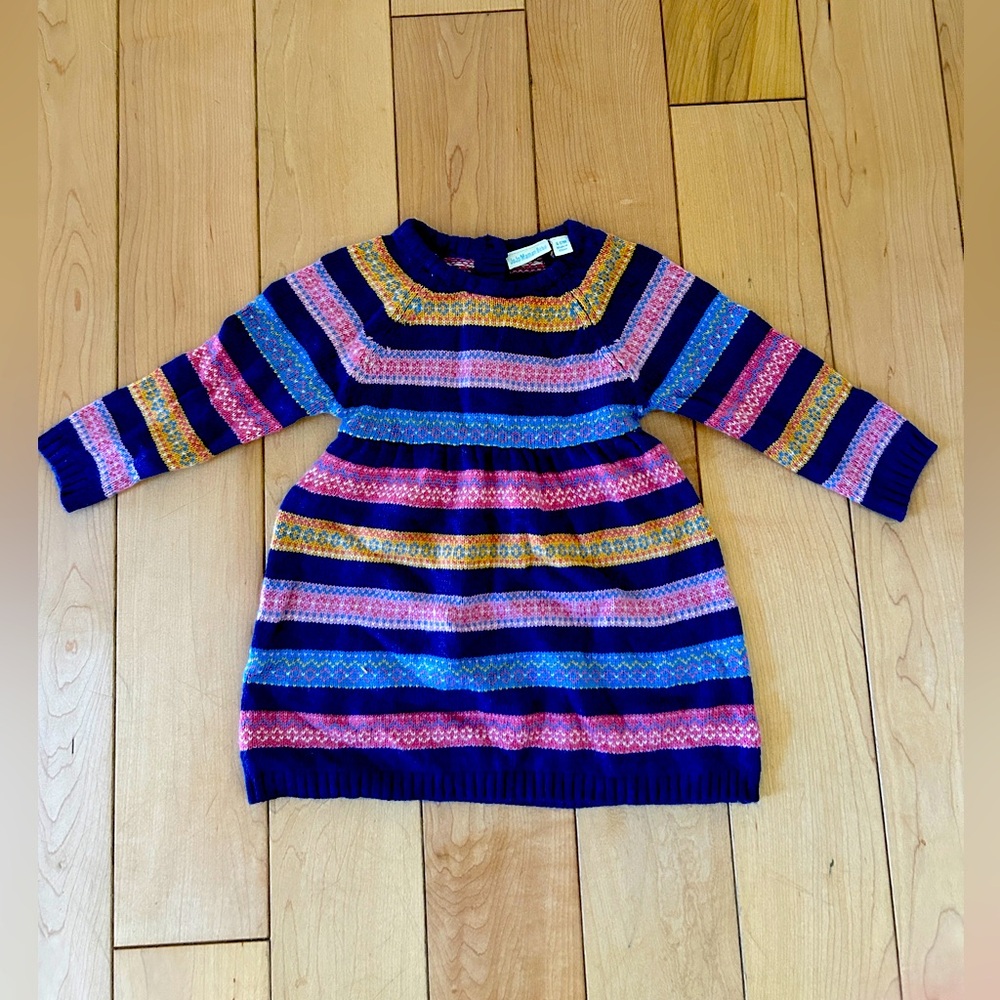 JoJo Maman bebe Stripe Fair Isle Wool Cashmere Blend Knit Dress